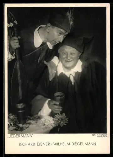 AK Salzburg, Salzburger Festspiele, Richard Eybner und Wilhelm Diegelmann in Jedermann, Theaterszene