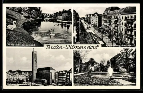 AK Berlin-Wilmersdorf, Brandenburgischestrasse, Partie im Hindenburgpark, Hohenzollernplatz