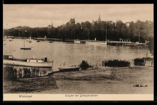 AK Berlin-Wannsee, Ostufer mit Dampferstation