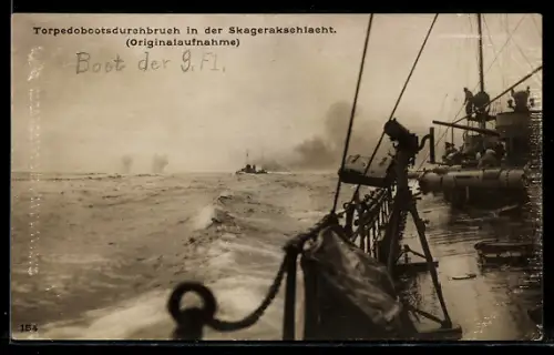 AK Torpedobootsdurchbruch von Booten der 9. Flottille in der Skagerrakschlacht 1916