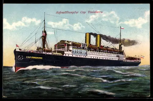 AK Passagierschiff Cap Finisterre in voller Fahrt auf hoher See