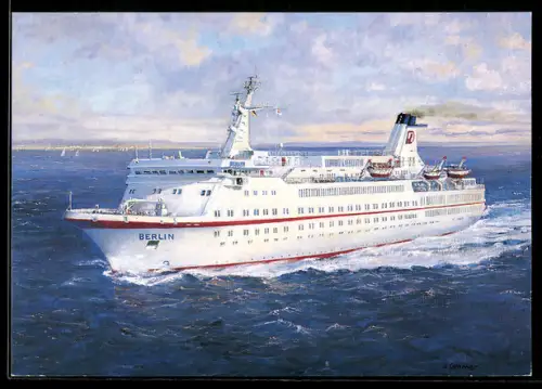 AK Passagierschiff Berlin der Peter Deilmann-Reederei auf See vor der Küste
