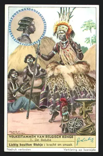 Sammelbild Liebig, Volksstammen van Belgisch Kongo, De Baluba