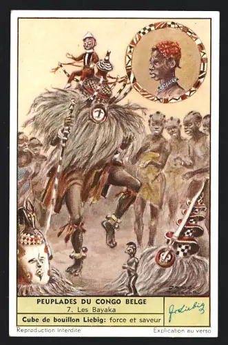 Sammelbild Liebig, Peuplades du Congo Belge, Les Bayaka