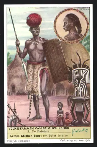 Sammelbild Liebig, Volksstammen van Belgisch Kongo, De Batetela