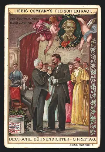 Sammelbild Liebig, Deutsche Bühnendichter, G. Freytag, Die Journalisten