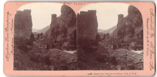 Stereo-Fotografie Keystone View Company, St. Louis, Ansicht Price River Canyon, UT, Castle Gate