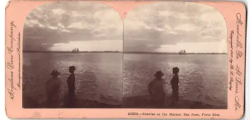 Stereo-Fotografie Keystone View Company, St. Louis, Ansicht San Juan, Sunrise on the Harbor