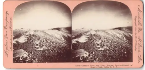 Stereo-Fotografie Keystone View Company, St. Louis, Ansicht Gray`s Peak, CO, Granite Piles and eternal snow on summit