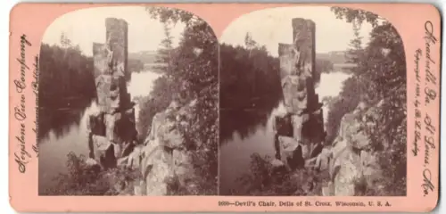 Stereo-Fotografie Keystone View Company, St. Louis, Ansicht Dells of St. Croix, WI, Devil`s Chair