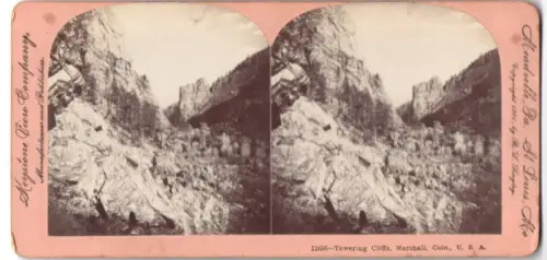 Stereo-Fotografie Keystone View Company, St. Louis, Ansicht Marshall, CO, Towering Cliffs