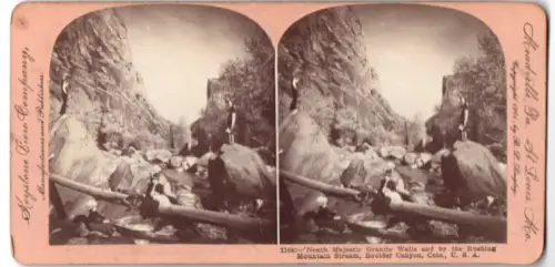 Stereo-Fotografie Keystone View Company, St. Louis, Ansicht Boulder Canyon, CO, Neath Majestic Granite Walls