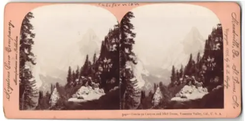 Stereo-Fotografie Keystone View Company, St. Louis, Ansicht Yosemite Valley, CA, Ten-ie-ya Canyon and Half Dome