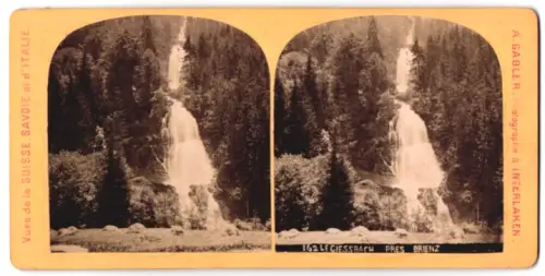 Stereo-Fotografie A. Gabler, Interlaken, Ansicht Brienz, Ansicht vom Giessbach