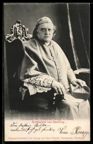 AK Excellenz Dr. Friedrich Philipp von Abert, Erzbischof von Bamberg