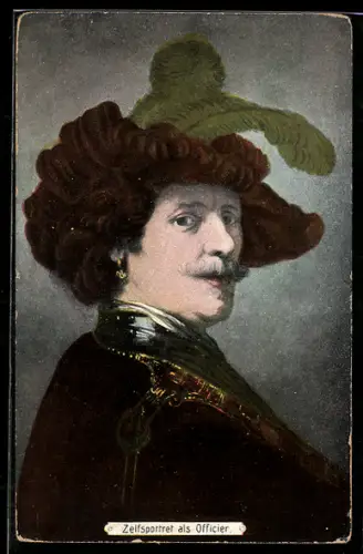 AK Selbstbildnis von Rembrandt als Offizier