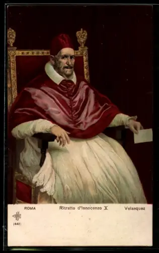 AK Portrait Papst Innozenz X. auf dem Thron