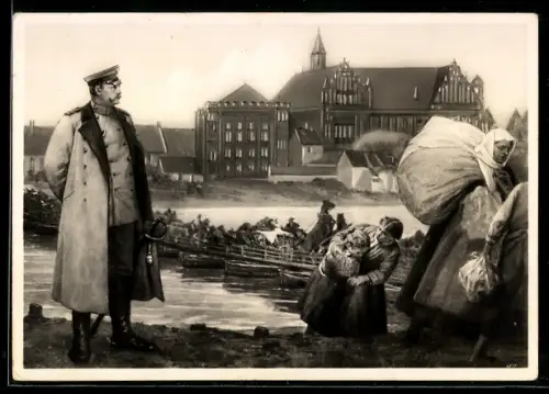 AK Marienburg-Malbork, Paul von Hindenburg vor der Marienburg