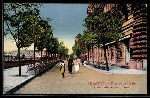 AK Budapest, Promenade an der Donau
