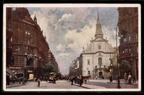 AK Budapest, Blick auf den Franziskanerplatz
