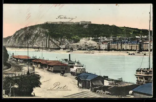 AK Budapest, Gellérthegy, Dampfer