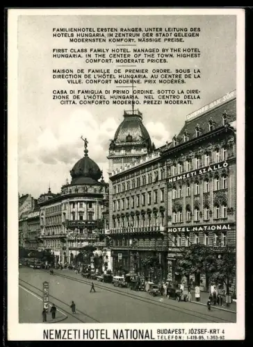 AK Budapest, Hotel National, Jószef-Krt. 4
