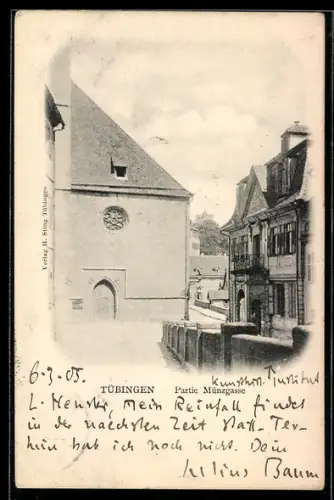 AK Tübingen, Strassenpartie in der Münzgasse