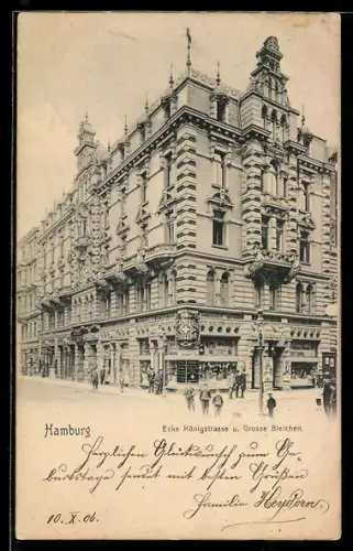 AK Hamburg-Neustadt, Ecke Königstrasse und Grosse Bleichen mit Germania-Drogerie