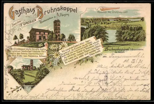 Lithographie Bruhnskoppel, Gasthaus & Pension Bruhnskoppel