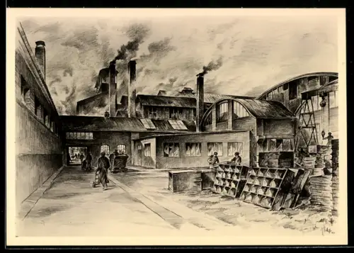 Künstler-AK Breidenbach, Buderus`sche Eisenwerke Wetzlar, Werk Breidenbach