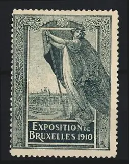 Reklamemarke Brüssel, Exposition de Bruxelles 1910, Frau mit Fahne