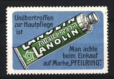 Reklamemarke Pfeilring Lanolin Toilette Cream, Tube