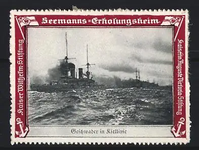 Reklamemarke Kiel, Seemanns-Erholungsheim, Geschwader auf See
