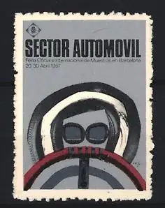 Reklamemarke Barcelona, Feria Oficial e Internacional de Muestras 1967, Lenkrad und Fahrer