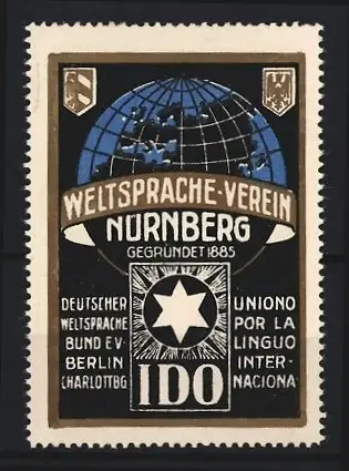 Reklamemarke Nürnberg, Weltsprache-Verein, Deutscher Weltsprache-Bund e.V. Berlin-Charlottenburg