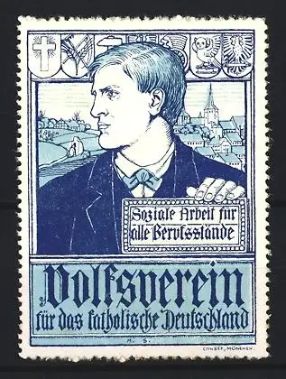 Reklamemarke Volksverein für das katholische Deutschland, Soziale Arbeit für alle Berufsstände