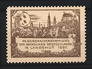 Reklamemarke Landshut, 44. Generalversammlung der Katholiken Deutschlands 1897, Ortsansicht