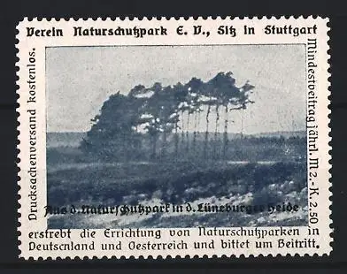 Reklamemarke Stuttgart, Verein Naturschutzpark e.V. in Stuttgart, Naturschutzpark in der Lüneburger Heide