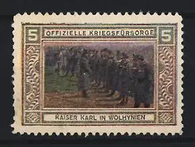 Reklamemarke Wolhynien, Offizielle Kriegsfürsorge, Kaiser Karl bei Truppeninspektion