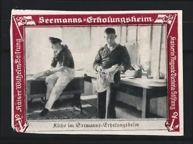 Reklamemarke Seemanns-Erholungsheim, Küche im Seemanns-Erholungsheim, Kaiser-Wilhelm-Stiftung
