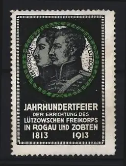 Reklamemarke Rogau, Jahrhundertfeier 1813-1913 Errichtung des Lützowschen Freikorps in Rogau und Zobten
