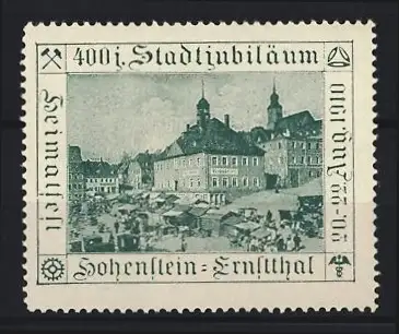 Reklamemarke Hohenstein-Ernstthal, 400-jähriges Stadtjubiläum 1910, Ortsansicht