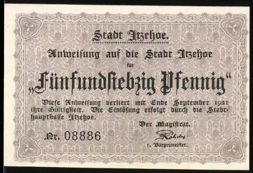 Notgeld Itzehoe 1921, 75 Pfennig, Schloss Breitenburg Illustration