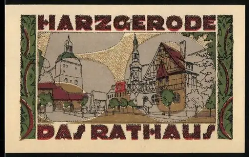 Notgeld Harzgerode 1921, 50, Rathaus und Wappenansicht