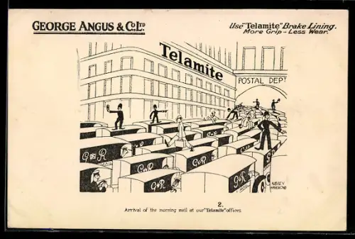 Künstler-AK George Angus & Co Ltd, Telamite, Personen schreiten über Postkutschen