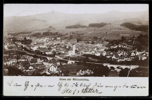 Foto-AK Fritz Gratl: Mürzzuschlag, Blick über den Ort