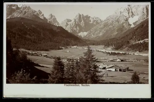 Foto-AK Fritz Gratl: Sexten /Fischleinthal, Ortsansicht mit Bergpanorama