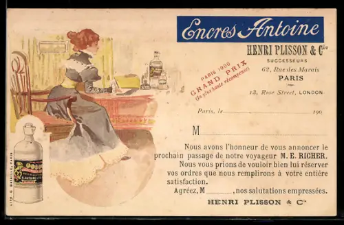 AK Paris, Henri Plisson & Cie., 62 Rue des Marais