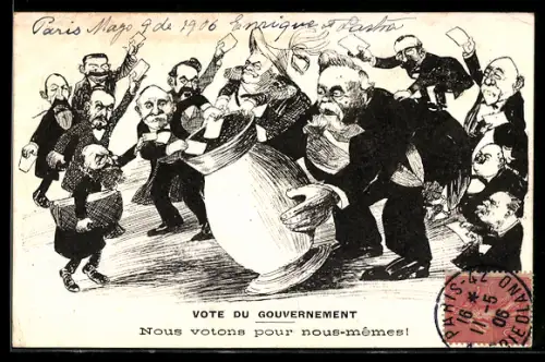 AK Karikatur Fallieres, Vote du Gouvernement