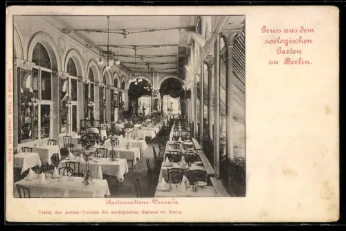 AK Berlin, Zoologischer Garten, Restaurant-Veranda